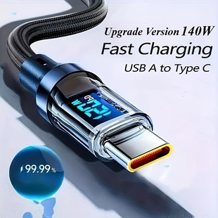 Super Fast Charging USB a to Type C Cable with Digital Led
