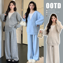 实拍  秋冬孕妈妈休闲运动套装