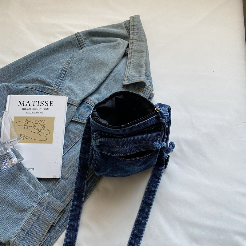Bolso bandolera de mezclilla japonesa para mujer 2025 nuevo bolso pequeño súper caliente bolso de teléfono móvil ligero y versátil mini bolso