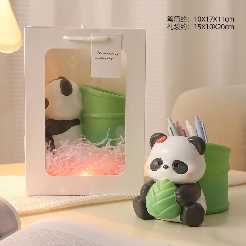 팬더 펜홀더 수납 [대나무통] LED 조명 선물가방
