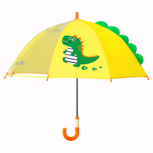 Umbrellas for children and students, rain or shine, transparent long-handled umbrellas, cartoon three-dimensional dinosaur parasols, baby sun protection umbrellas
