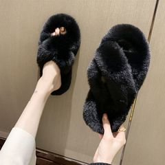 毛毛拖鞋女外穿2025新款韩版ins潮鞋秋冬一字厚底棉拖鞋子春夏季