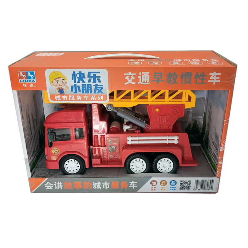 Linda historia contando la inercia del coche de juguete de los niños ingeniería de la música coche de bomberos policía coche mezclador camión vehículo todoterreno al por mayor