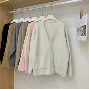 Autumn and Winter new Korean style maternity clothing loose sweater cardigan coat plus size casual V-neck sweater maternity coat
