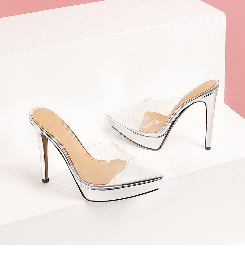Sandal cao gót nữ đế xuồng platform phong cách Hàn Quốc, gót siêu cao 12 cm — đen chi tiết 10