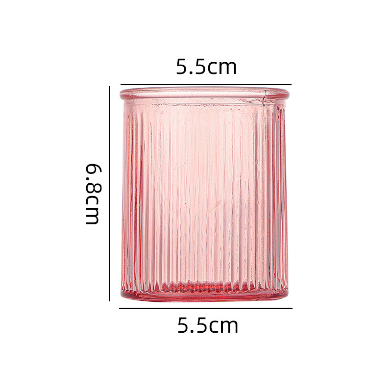 Transfronterizo Amazon para el conjunto de vela de vidrio en relieve, taza de cera de banana de color, candelabro a rayas, patrón de diamante