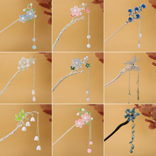 中国古风步摇发簪新中式盘发钗子女高级感木簪子优雅汉服流苏头饰