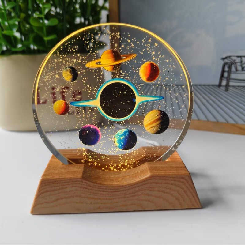 星空宇宙銀河 3D 立体レーザーカラー印刷内彫刻クリスタルボール発光ナイトライト装飾品|undefined