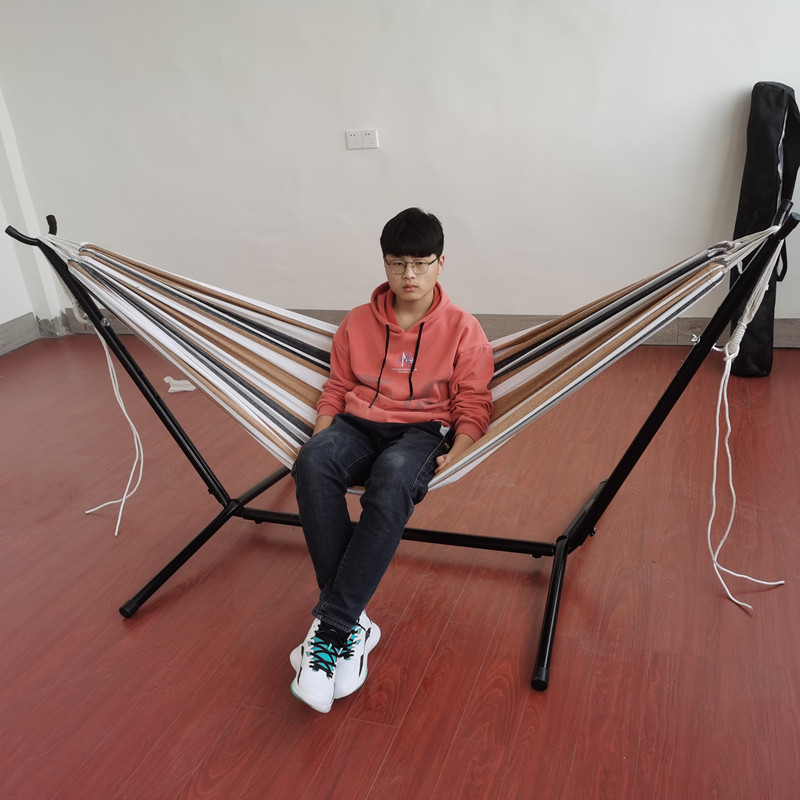 定做外贸室内户外旅行烤漆支架单人双人儿童摇篮秋千吊床送手提袋