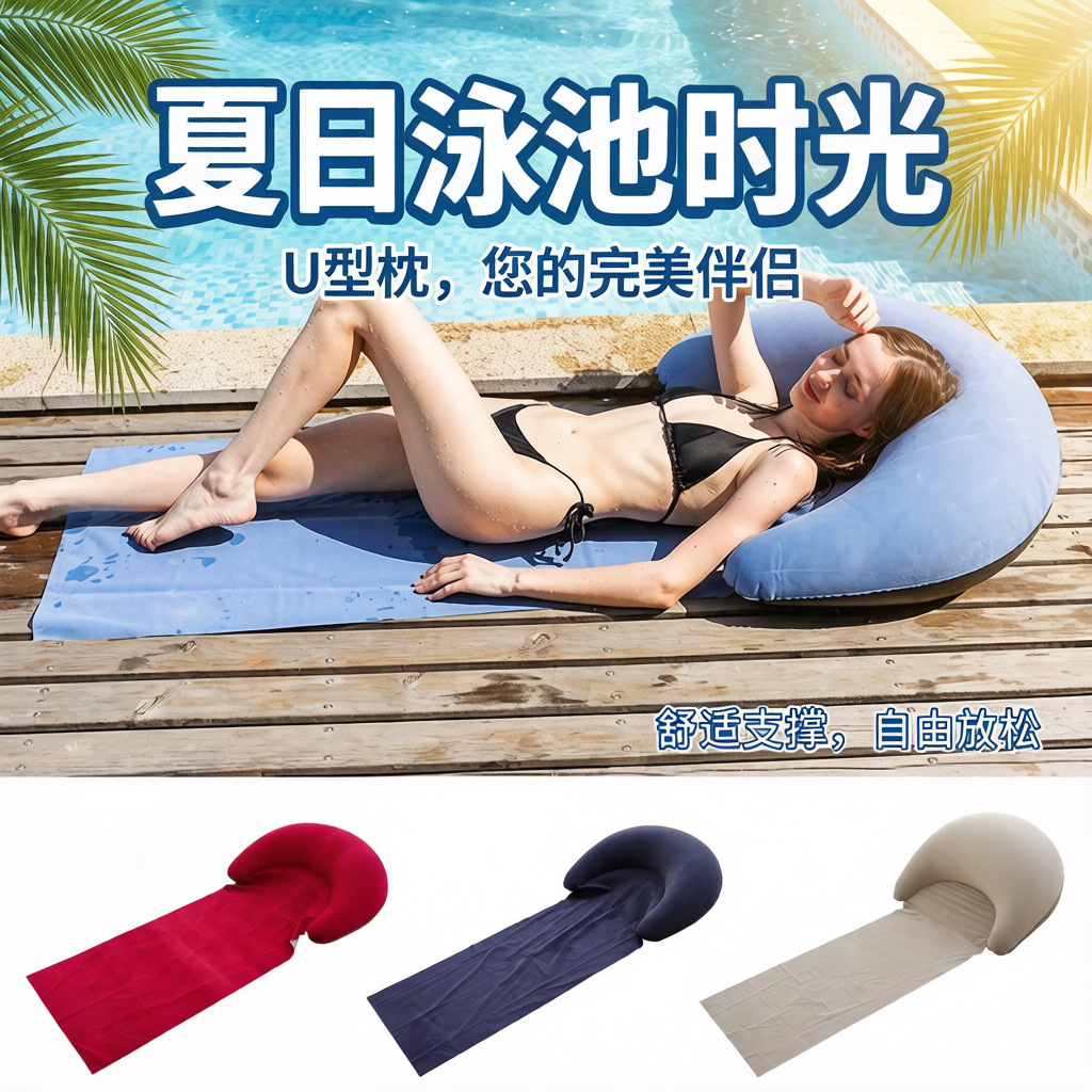 Outdoor Camping Inflatable Mat, Single-Person Portable Nap Mat, Moisture-Proof Mat, Picnic Mat with Pillow, Inflatable Floor Mat