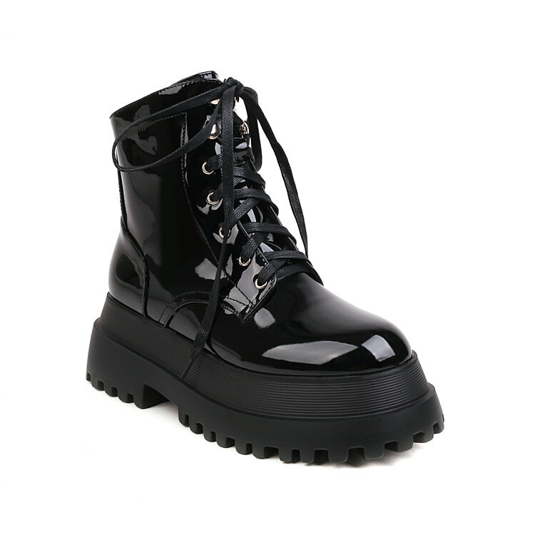 【Pre-sale | Ships In 15 Days】women's Short Boots With Round Front Strap And Platform Plus Size Street Fashion Ankle Boots_voghion.com