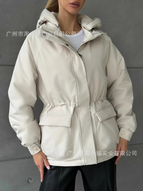 韩国洋气冬季新品简约大口袋设计感 休闲连帽 气质短款百搭服外穿|undefined