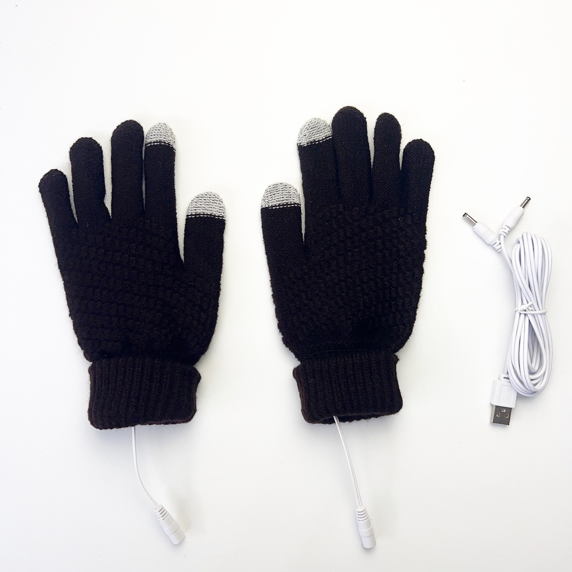 A cuadros de manga larga invierno pantalla táctil térmica suministro directo de fábrica Guantes eléctricos USB exclusivos transfronterizos 5-Dedo de punto de piña