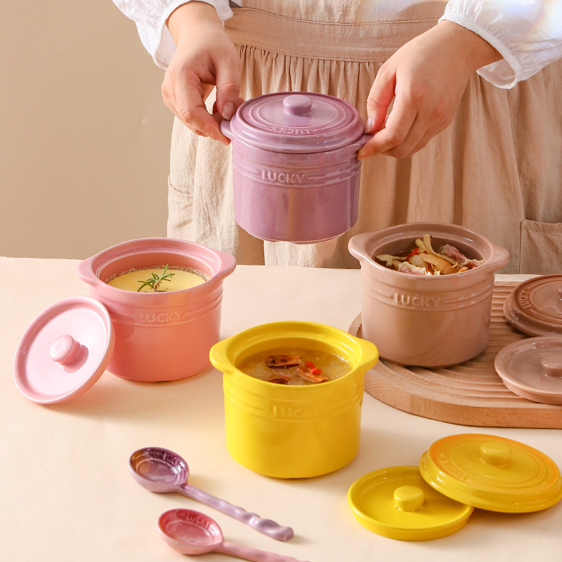 陶瓷炖盅家用隔水炖盅带双盖小号燕窝蒸蛋碗甜品盅参盅煨汤炖罐子