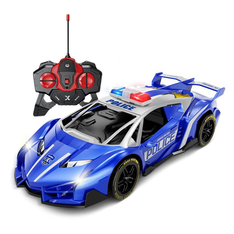 Electric police car, electric car, lightweight racing car, toy for boys, scale 1:18, remote control, 6-12 years