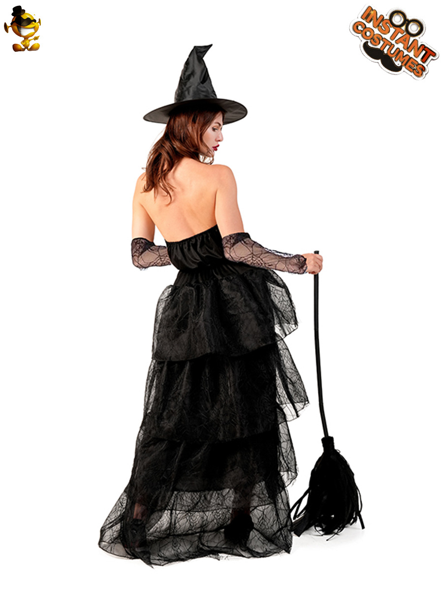 Transfronterizos Halloween Adultos Trajes de bruja Negro Sexy Trajes de fiesta de bruja COS Trajes de espectáculo