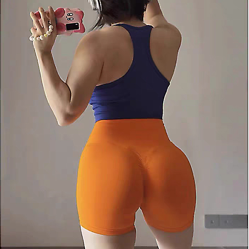 Europa y los Estados Unidos, los pantalones cortos deportivos para mujeres, cintura alta, abdomen reducido, entrenamiento para correr, pantalones cortos de tres puntos de secado rápido