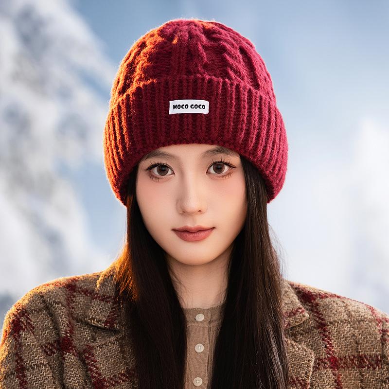 韩版百搭宽松毛线帽子女秋冬防风保暖护耳帽大头围包头帽显脸小新|undefined