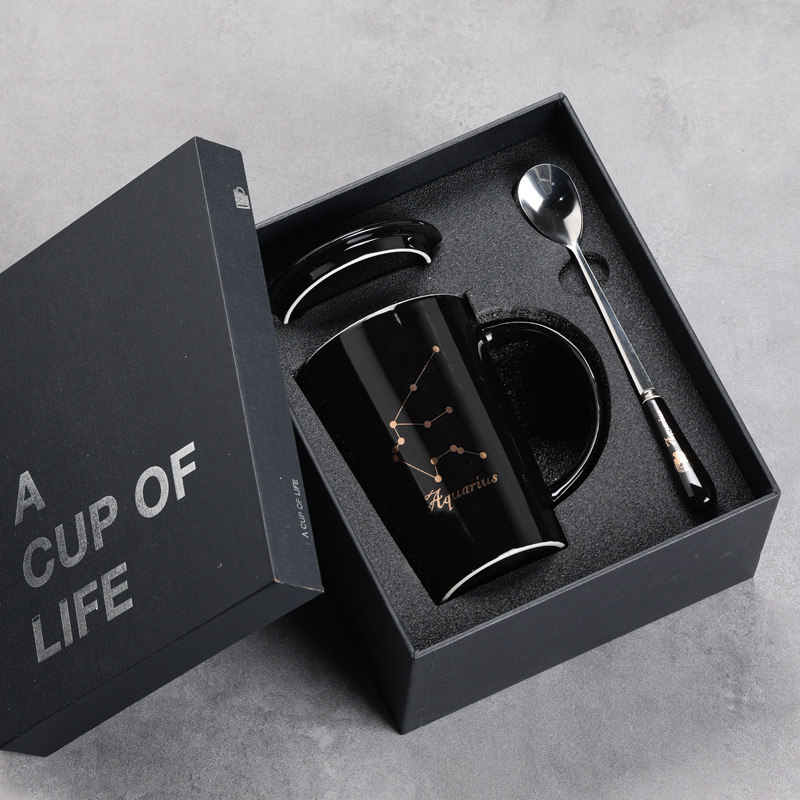 12 12 tazas de cerámica constelación tazas de agua tazas de tazas marcadas tazas de café con cubierta impresa LOGO