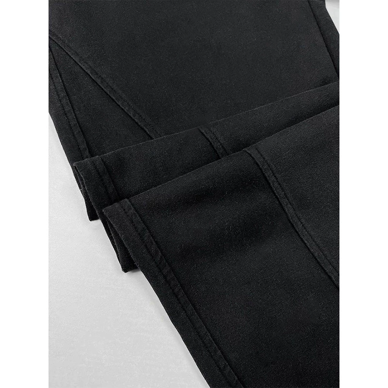Demi-season woolen black trousers, fitted