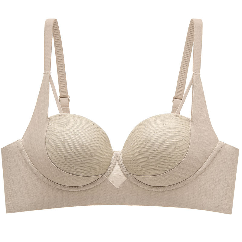 Ropa interior caliente en vivo, pechos pequeños para mujeres, sin anillo de acero, media taza, lunares, ropa interior de moda, sujetador antiflacidez, verano