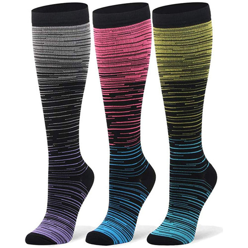 Gradient mixed color new compression socks, men's and women's sports mid-calf socks, elastic socks, foreign trade cross-border compression socks