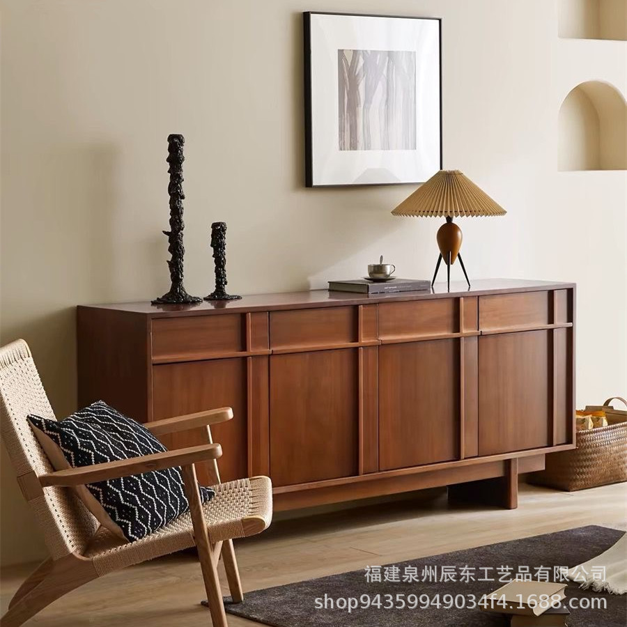 Food Side Solid Wood Locker Side Cabinet Middle Ancient Storage Cabinet Storage French Wall Side Simple Bone Cabinet Vintage Living Room