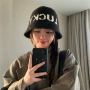 字母新款秋冬韩版水桶帽