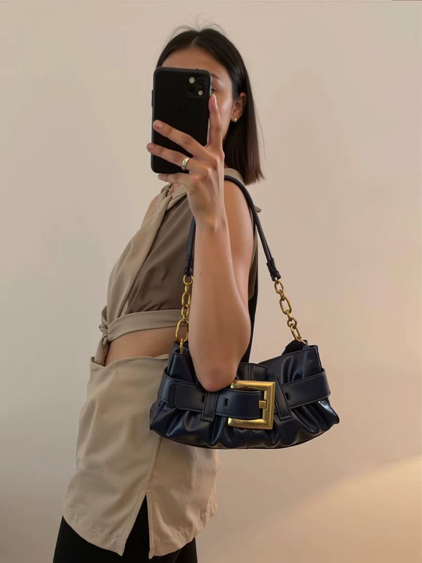 貿易クロスボーダーホリデーシャンソンソフトレザープリーツトートバッグ女性用2025新しいショルダーバッグ脇の下大容量|undefined