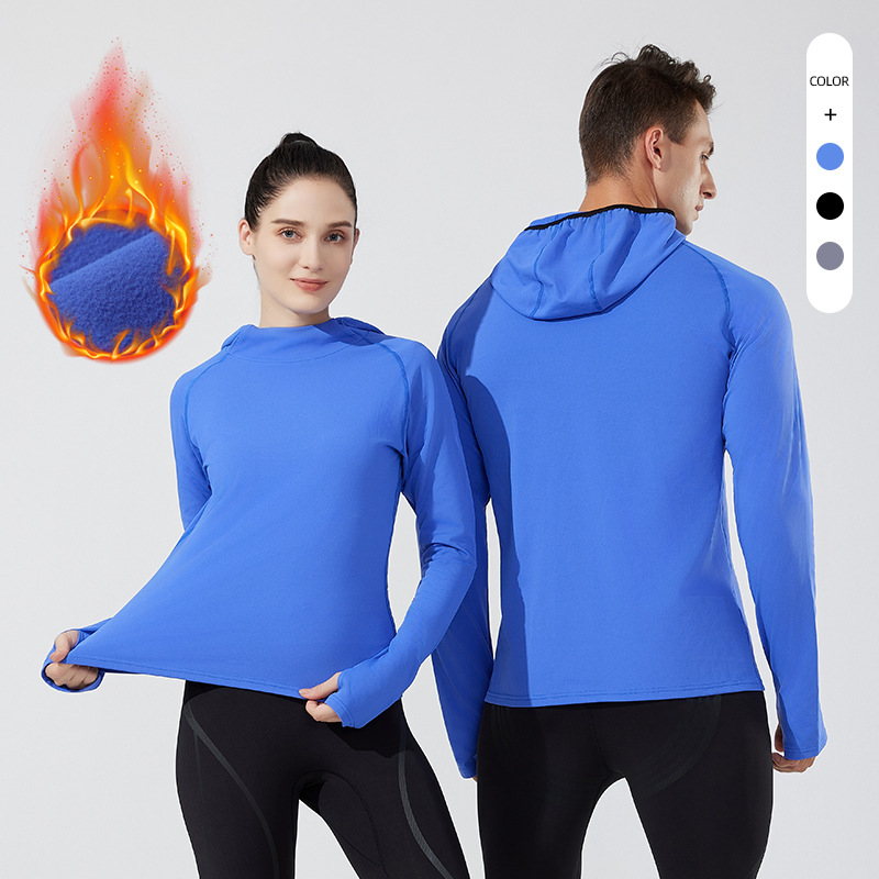Autumn and Winter Unisex Jackets, Outdoor Casual Hooded Sweatshirts, Fleece-Lined Sports Yoga Clothes, Running Training Tops