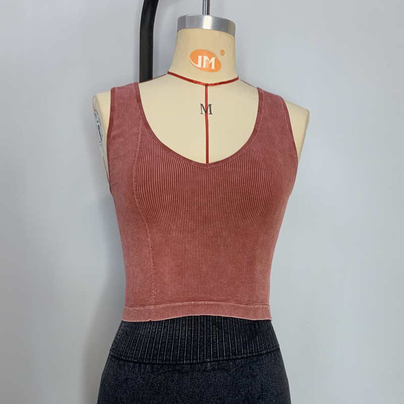 Cross-Border Spring and Summer New Style U-Neck Beautiful Back Camisole Women's Sleeveless Frosted V Neck Slim Vest That Can Be Worn Outside