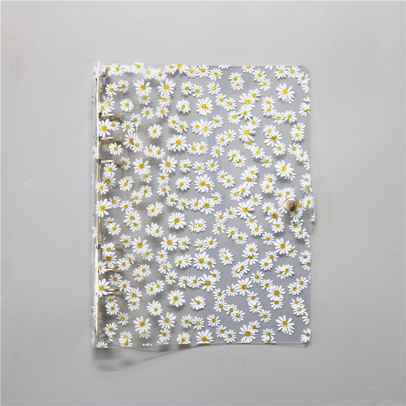INS Daisy soft shell libro de diario de PVC transparente clip de hojas sueltas A5/A6 libro de diario pequeño cuaderno fresco