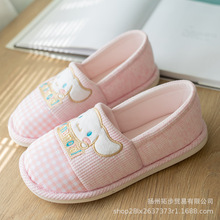 月子鞋批发 春夏卡通可爱月子鞋厚底防滑孕妇包跟棉布透气 产后鞋