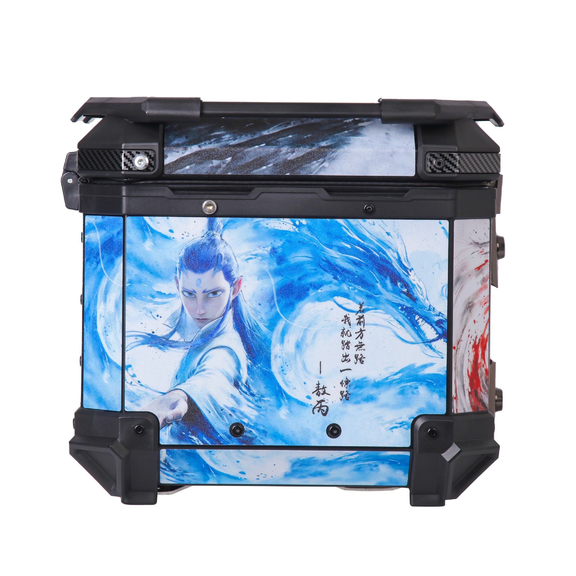 Nuevas calcomanías Nezha motocicleta impermeable maletero de aleación de aluminio coche eléctrico pedal ternero maletero