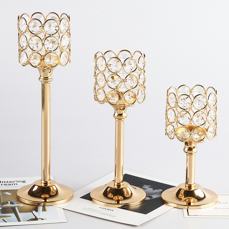 Diferencia europea candelabro de cristal creativo adornos metálicos bodas hoteles hogares velas para la cena accesorios decoración joyas