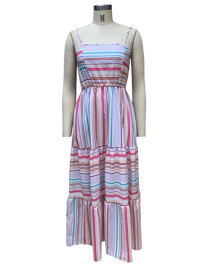Women's Strap Dress Vacation Strapless Sleeveless Stripe Maxi Long Dress Holiday Daily display picture 5