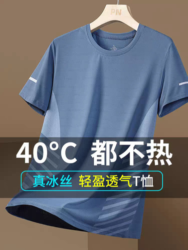 Men's Summer Thin Quick-Dry Mesh Short-Sleeve T-Shirt for Sports and Fitness, Casual Elastic T-Shirt for Summer Wear
