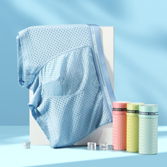 Summer Men's Mesh Ice Silk Underwear, Skin-Friendly Breathable Antibacterial Bottom Boxer Shorts for Men