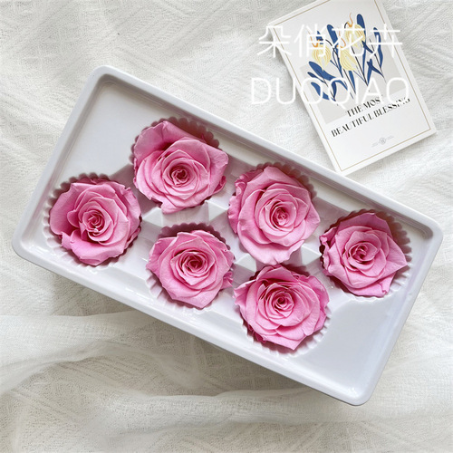 High-quality B-grade eternal rose 5-6cm full box, preserved flowers DIY material kit, car hanging floral materials glass cover bouquet
