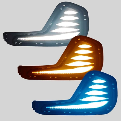Suitable for 20-22 Chevrolet Escape Daytime Running Lights Onix Modified Led Daytime Running Lights Front Fog Lights (Gündüz işıqları) - white-yellow-blue-three-color-streamer-daytime-running-light-suit