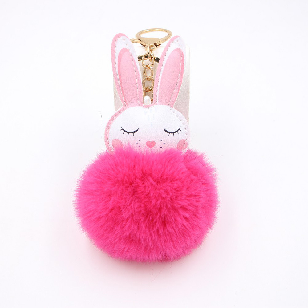 New Product Little White Rabbit Plush Ball Cute Car Key Ring Pendant Wallet Accessory Buckle display picture 6