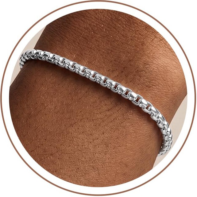 European and American Cross-Border Minimalist Stainless Steel Round Box Chain Bracelet with a Stylish and Trendy Design, Versatile Men's Jewelry European and American Cross-Border Minimalist Stainless Steel Round Box Chain Bracelet with a Stylish and Trendy Design, Versatile Men's Jewelry