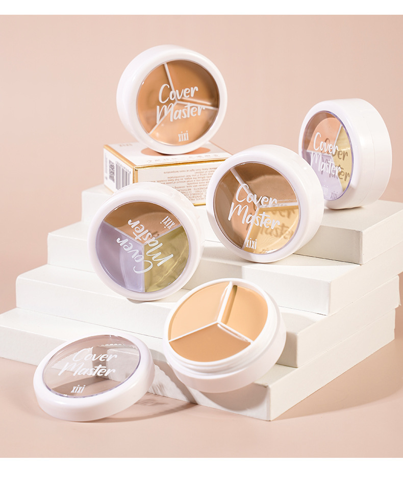 Makeup xixi Cleansing and Holding three-color Concealer for facial coverage of spots, acne marks, tear troughs and dark circles undefined