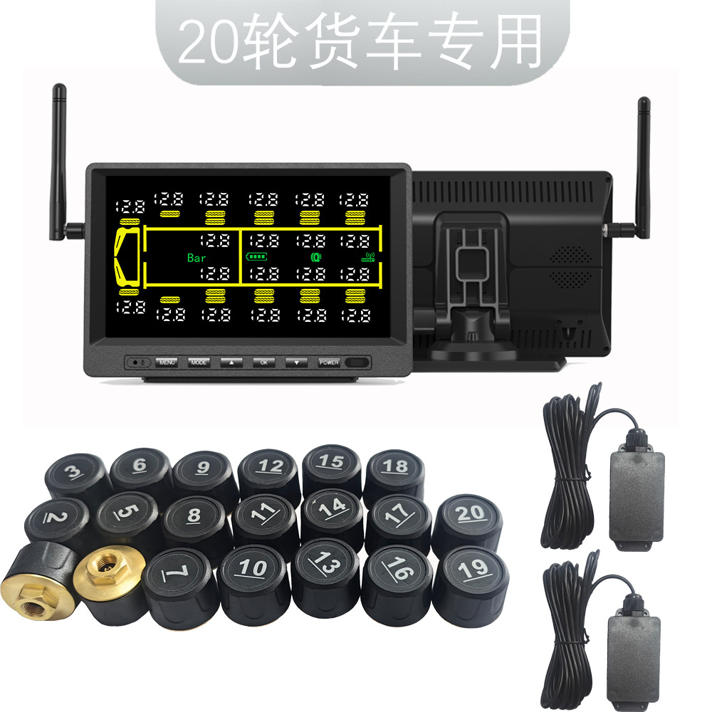Truck Large-Screen Tire Pressure Monitor Tpms 14-Wheel 16-Wheel 18-Wheel 20-Wheel 22-Wheel External Tire Monitoring System