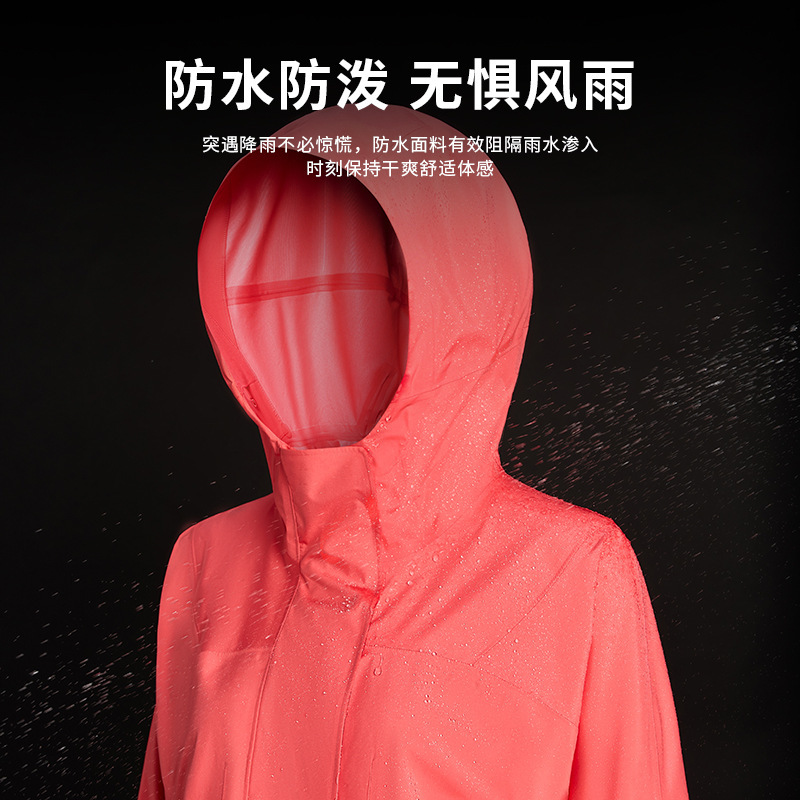 Moda caliente impermeable a prueba de viento transpirable ropa de asalto de sellado térmico para mujeres caminando acampando ropa corta al aire libre con capuz