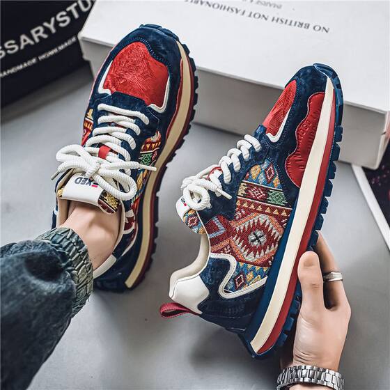 Men's Shoes 2025 New Spring Cloth Versatile Height Increasing Thick Bottom Hot Style Sports Casual Ins Trendy Shoes Dad Shoes