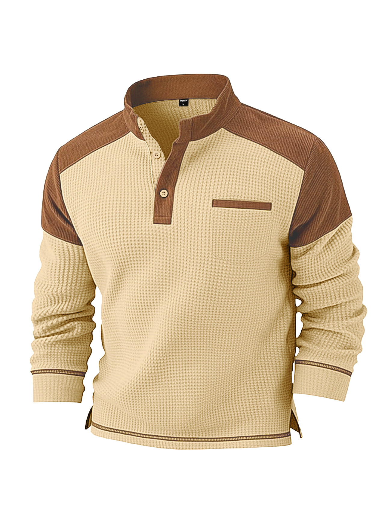 Herren Waffelstrick Pullover Mit Stehkragen Für Den Winter_voghion.com