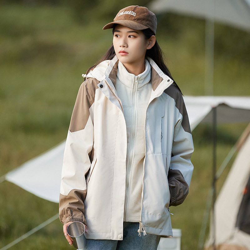秋冬户外机能冲锋衣男女三合一可拆卸登山服超好看小个子夹克外套|undefined