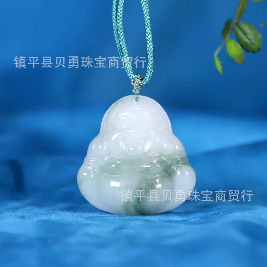 天山翠鎖骨玉佛吊墜天然項鍊觀音菩薩彌勒佛吊墜項鍊毛衣鏈
