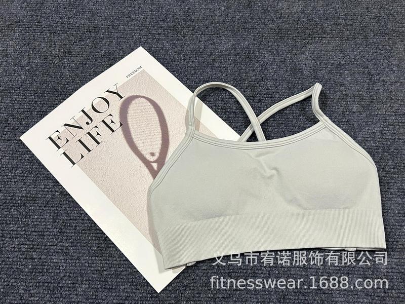 DFYNE クロスボーダークロスバックブラジャー高弾性フルマットナイロン女性のシームレスヨガ下着フィットネスベスト|undefined